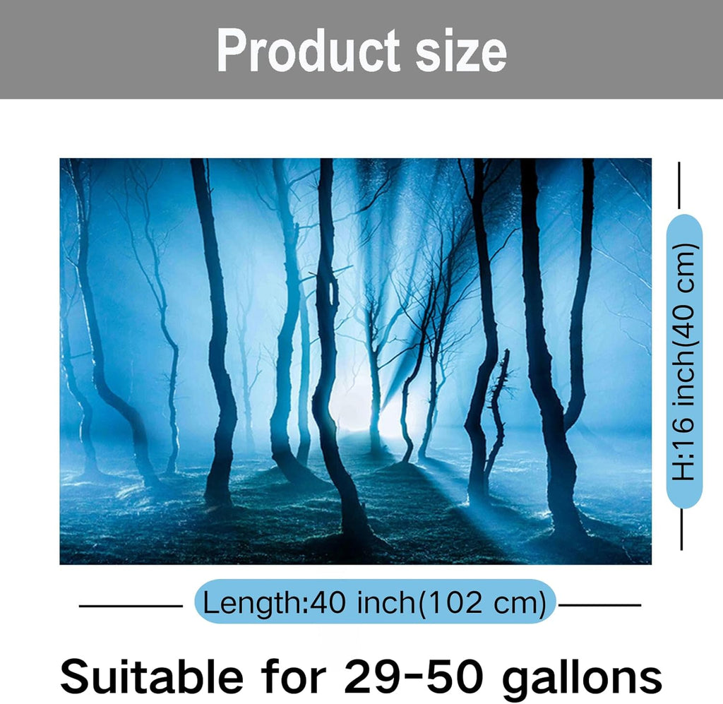 ELEBOX Fish Backgrounds Paper Double Sides 3D Stone & Trees Aquarium Background Picture 16" x 40" Fish Tank Background