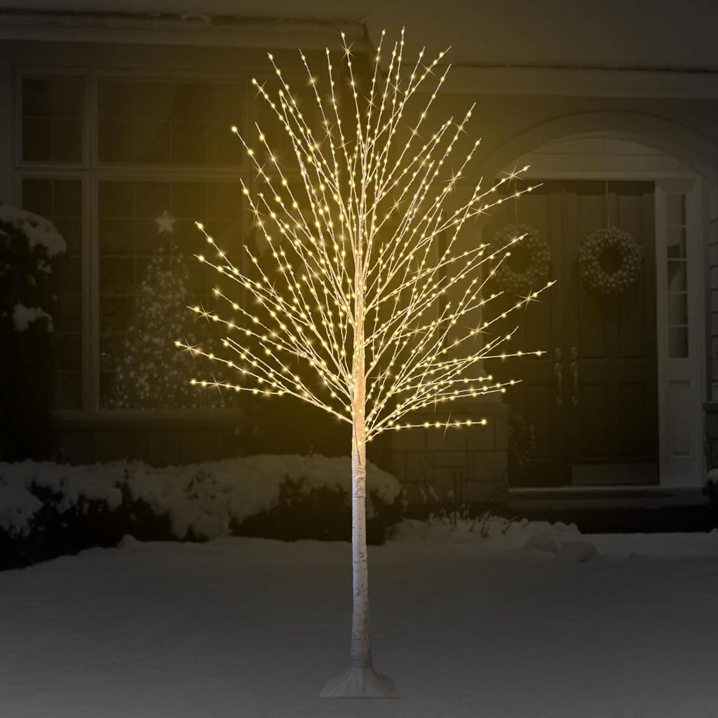 6FT Lighted Birch Tree, Birch Tree with 880 LED Lights, 8 Twinkling Modes and Timer, Dimmable, Twinkle Christmas Tree for Indoor Outdoor Home Party Garden Wedding Decorations
