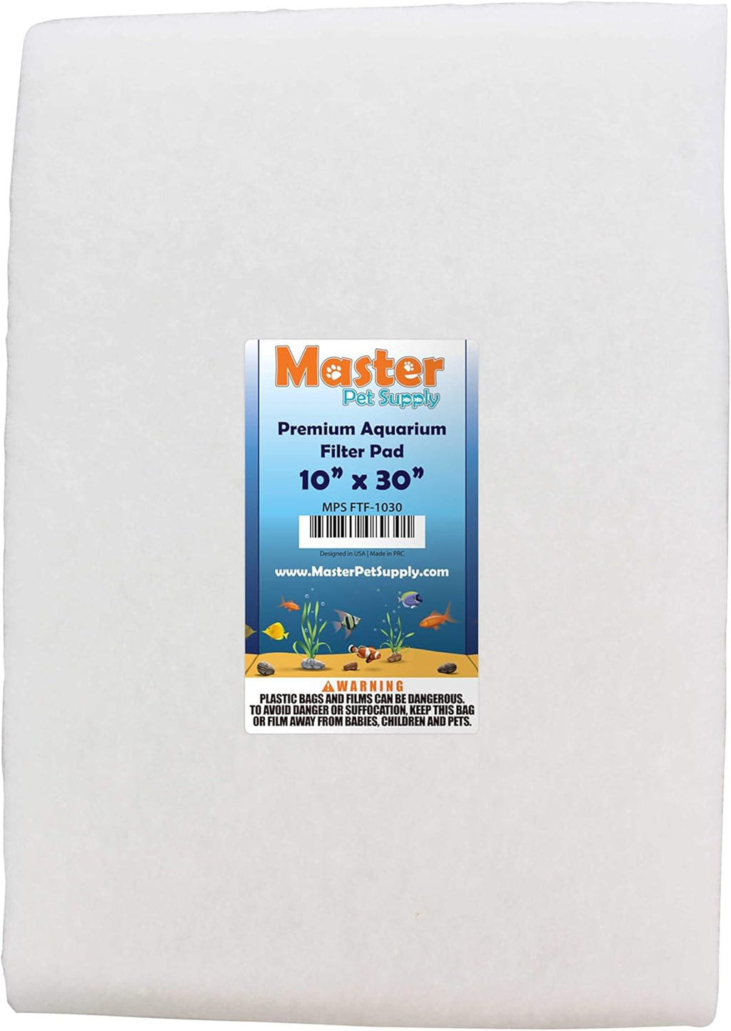 Master Pet Supply Premium Aquarium Filter Pad, Cut to Fit 10" by 30" Micron Filtration Media for Freshwater, Saltwater Aquariums, Fish Tanks, Koi Ponds, Terrariums, Reefs - Clean Crystal Clear Water