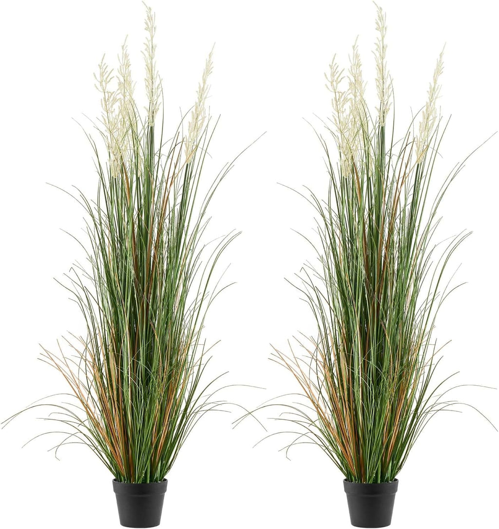 VEVOR Artificial Grass Plant, 2 Pack 59 inch Faux Reed Flower Grass in Pot, Premium PVC Fake Greenery Shrubs Plant for Indoor Outdoor House Home Garden Office Room Décor, Housewarming, Green
