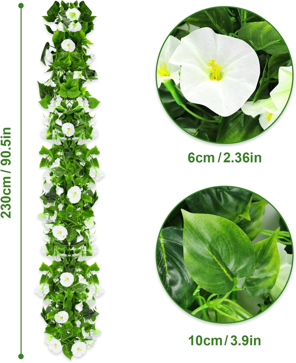 AirSun Artificial Morning Glory Flower Vines, 2pcs 15Feet Hanging Plants Silk Garland Fake Green Plant Home Garden Wall Fence Indoor Outdoor Wedding Birthday Decor