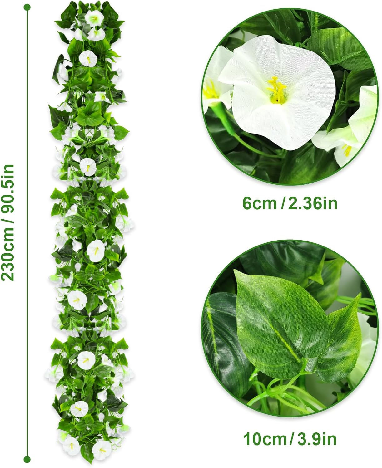 AirSun Artificial Morning Glory Flower Vines, 2pcs 15Feet Hanging Plants Silk Garland Fake Green Plant Home Garden Wall Fence Indoor Outdoor Wedding Birthday Decor