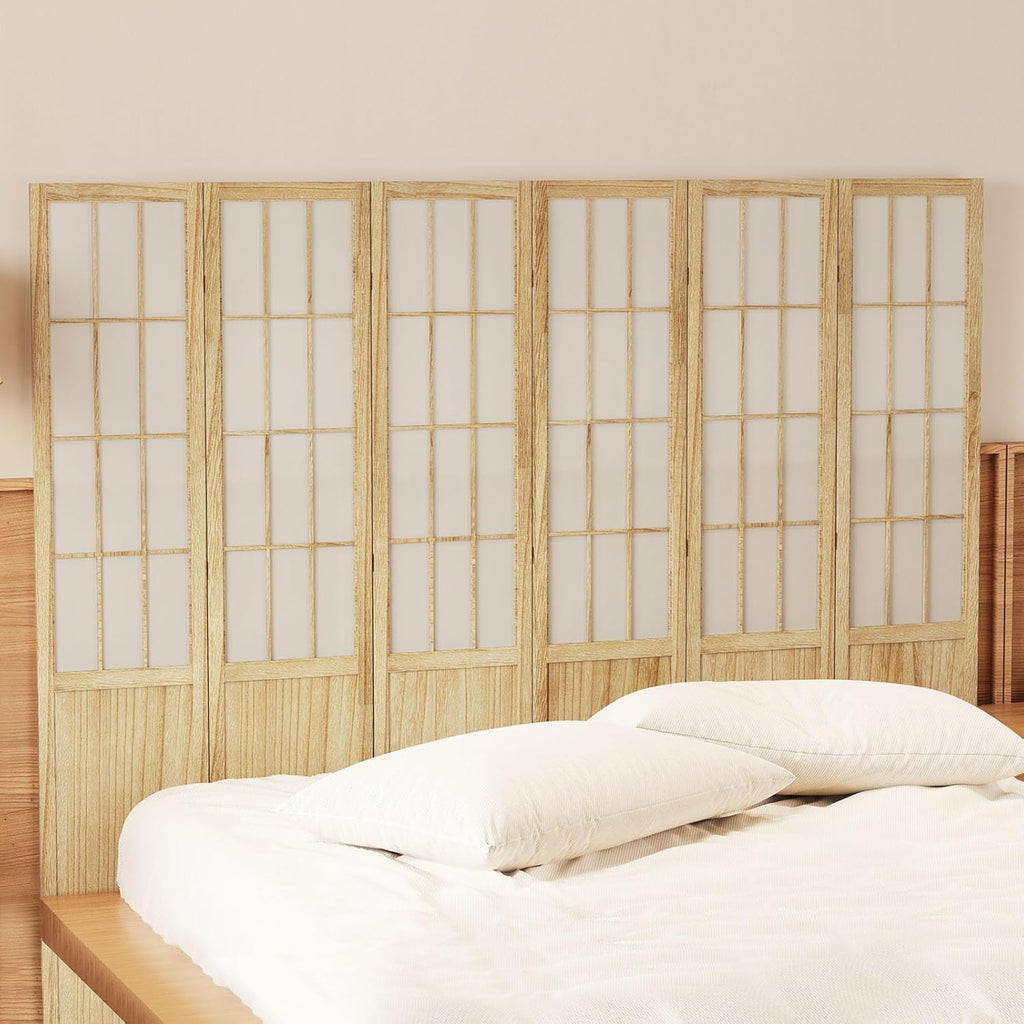 Room Divider, 66.9Inch Tall Japanese Shoji Style Folding Wood Screen with Double Hinges for Home Office Bedroom Hotel Decoration (6Panels, Natural)