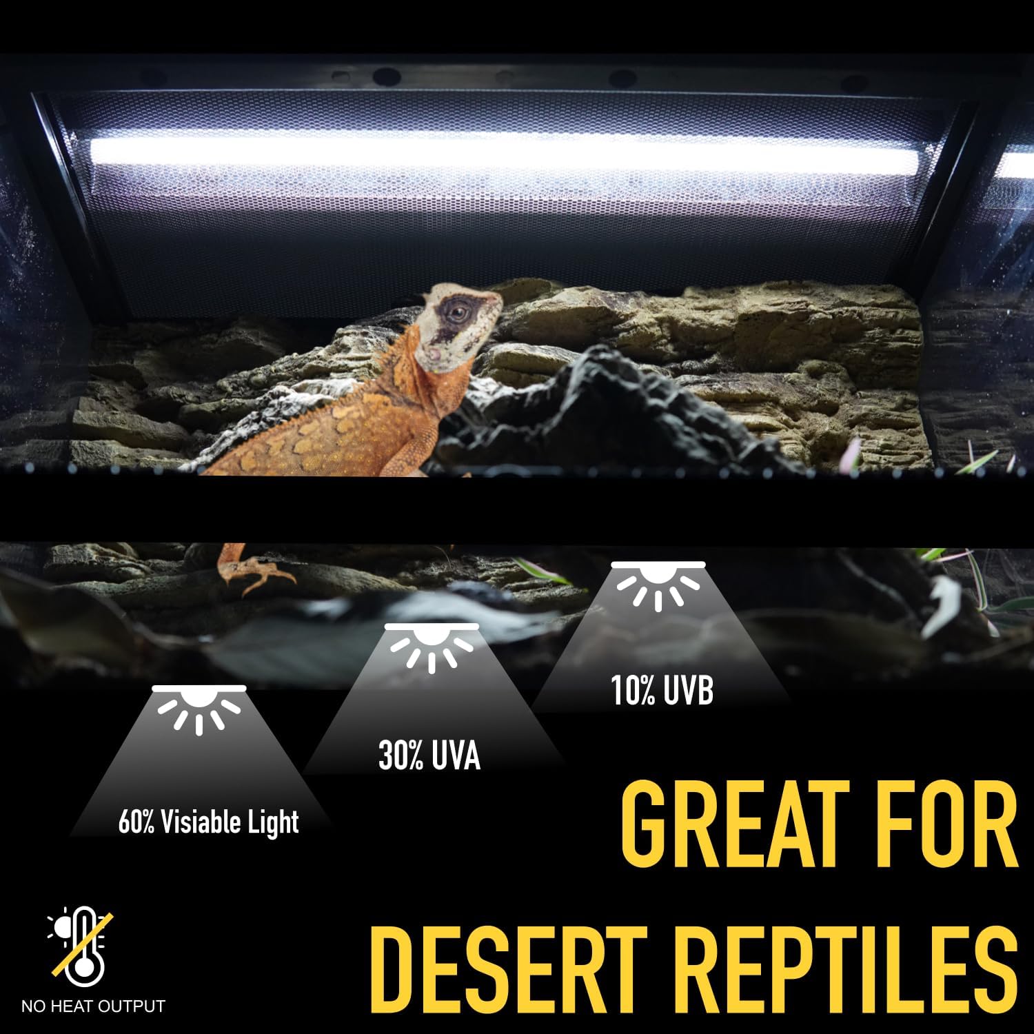 UVB Reptile Light, 24W T5 Light Fixture and 10.0 UVB Tube Kit, for Desert-Dwelling Reptiles, Bearded Dragon UVB Light