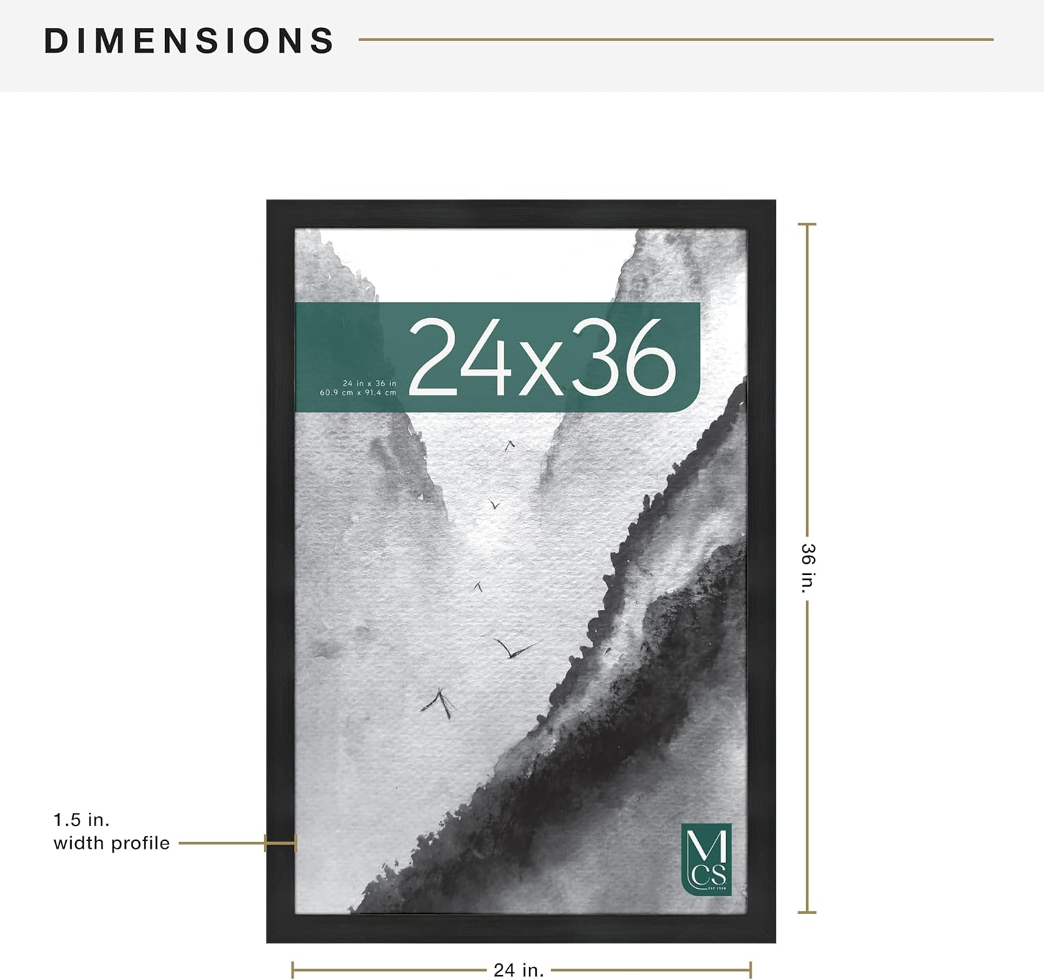 MCS Museum Poster Frame, Onyx, 24 x 36 in, Single
