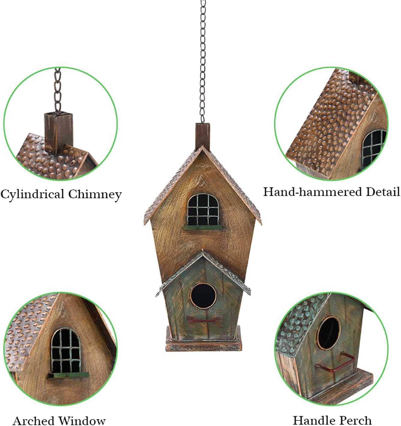 Jemeni Metal Birdhouse for Outdoors, Bird Houses for Outside Hanging, Country Cottage Style……