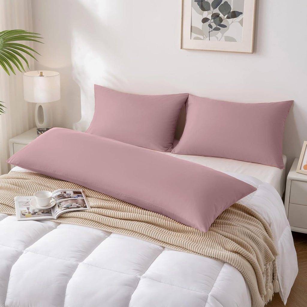JELLYMONI Pillowcases King Set of 2 Cotton Envelope Pillow Covers Pink 20×36in Bed Pillow Cases 100% Washed Cotton Soft Breathable (Pillows are not Included)