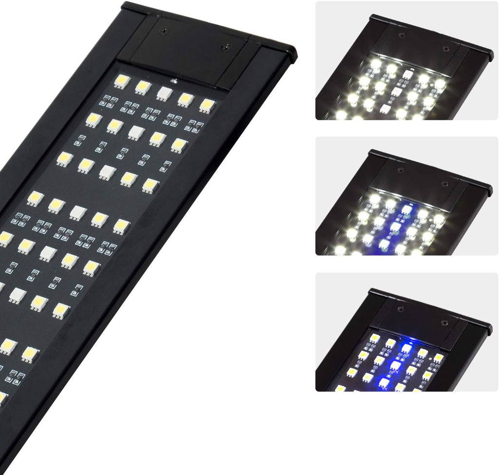REPTI ZOO Reptile Aquarium Terrarium LED Light Ultra-thin Day and Night Light for Reptiles Aquarium Light, 3-Color Modes LED Light Hood 15W for 18 inch or Larger Terrariums for Reptile Plant Fish Tank