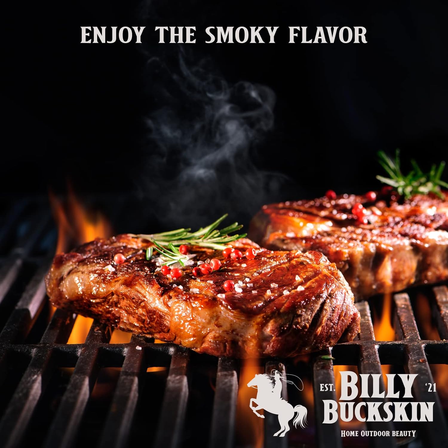 Billy Buckskin 18 LB Applewood Cooking Firewood – Includes 1lb 100% Natural Apple Wood Chips & Fatwood Starter Sticks for Fire Pit, Campfire, Fireplace, Wood Stoves and Outdoor Grilling