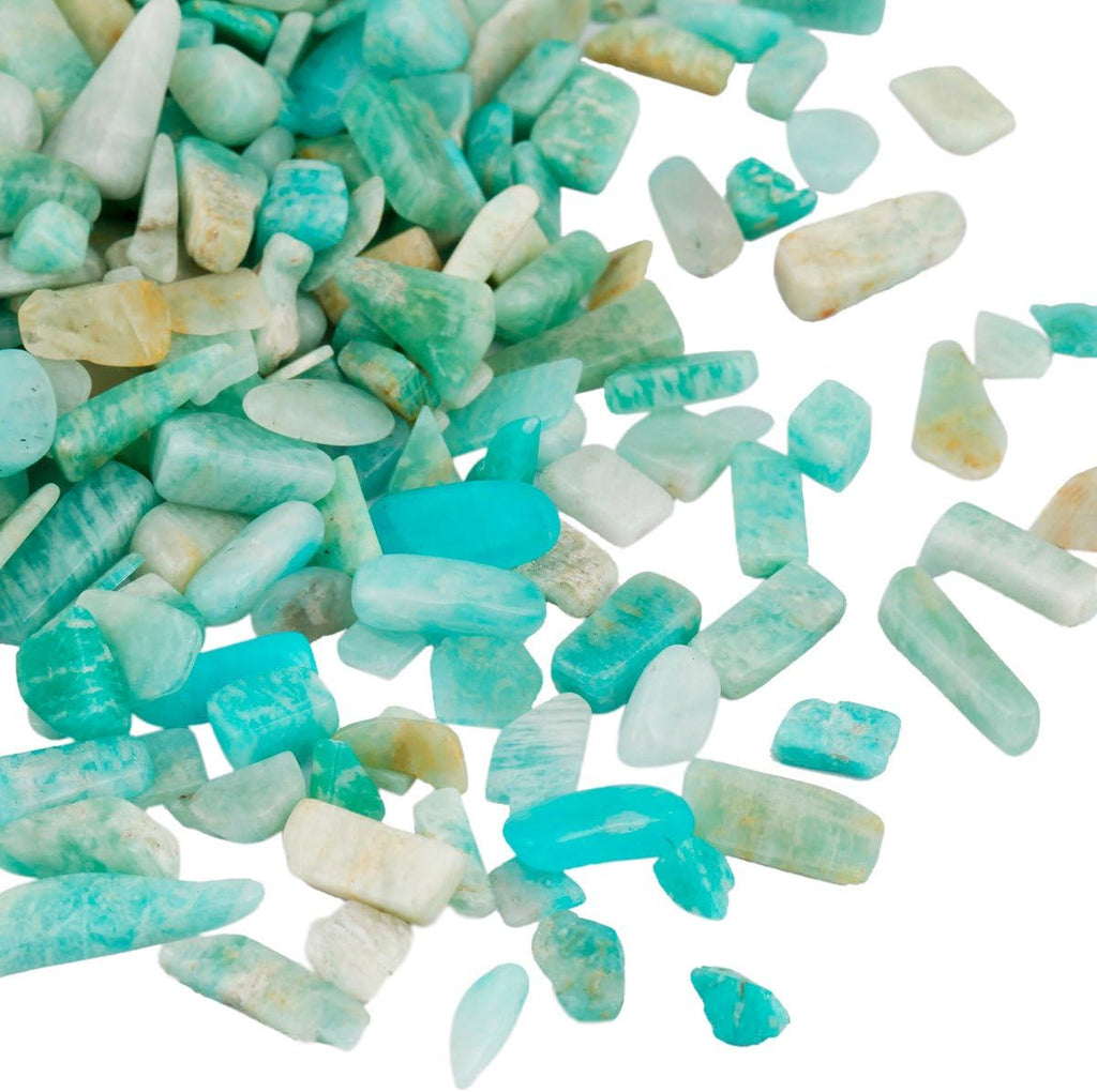 SUNYIK Amazonite Tumbled Chips Stone Crushed Crystal Quartz Pieces Irregular Shaped Stones 1pound(about 460 gram)