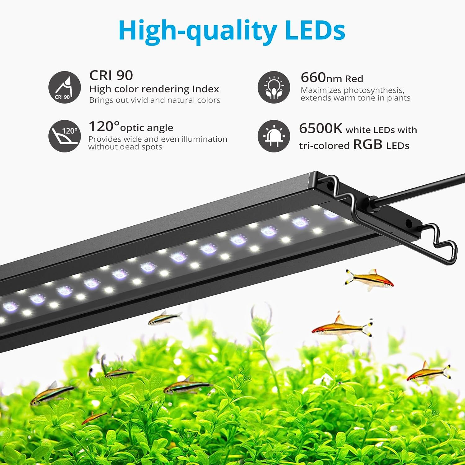 NICREW C10 24/7 LED Aquarium Light for Plants, 18-24 Inches, Full Spectrum Fish Tank Light with Timer, Brightness Adjustable