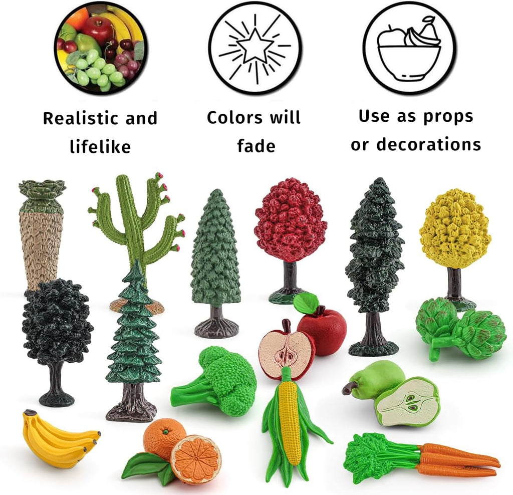 16PCS Artificial Fruit Vegetables Fake Fruits for Craft Realistic Plastic Trees Toys Stem Toys for Toddlers School Projects for Kids Sensory Bins Realistic Food Figurines