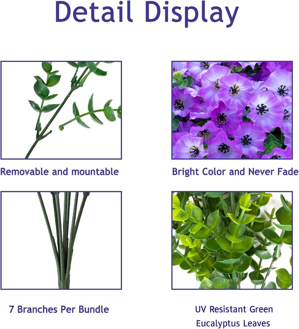 Artificial Flowers for Outdoors,UV Resistant Artificial Outdoor Flowers,Not-Fading Faux Flowers for Outdoor Planters Front Door Porch Yard Patio Garden Home Decor,12 Bundles(Gradient Purple)