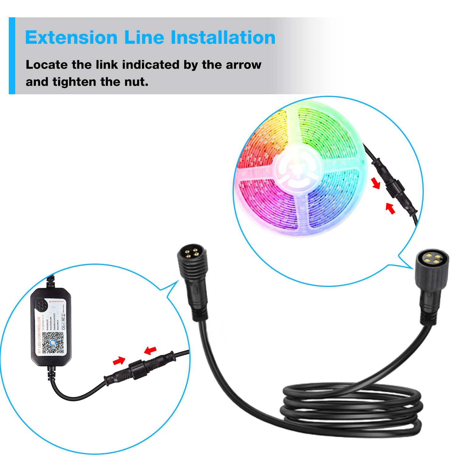 9.8ft Waterproof Boat Light Extension Cable - 22AWG 4-Core Wire for Outdoor RGB Strip Lights, Marine Lighting, RV