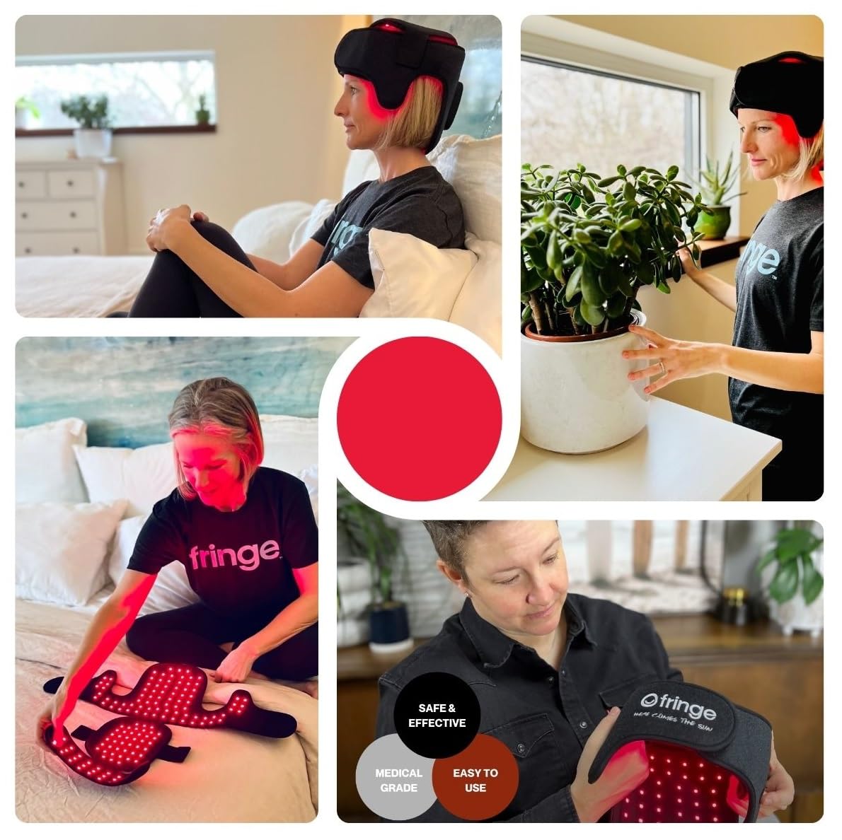 Fringe Red Light Therapy Wrap for Head & Hair, Both Red Light 660nm and Infrared Light 850nm, 360 LED Lights, Sports Recovery