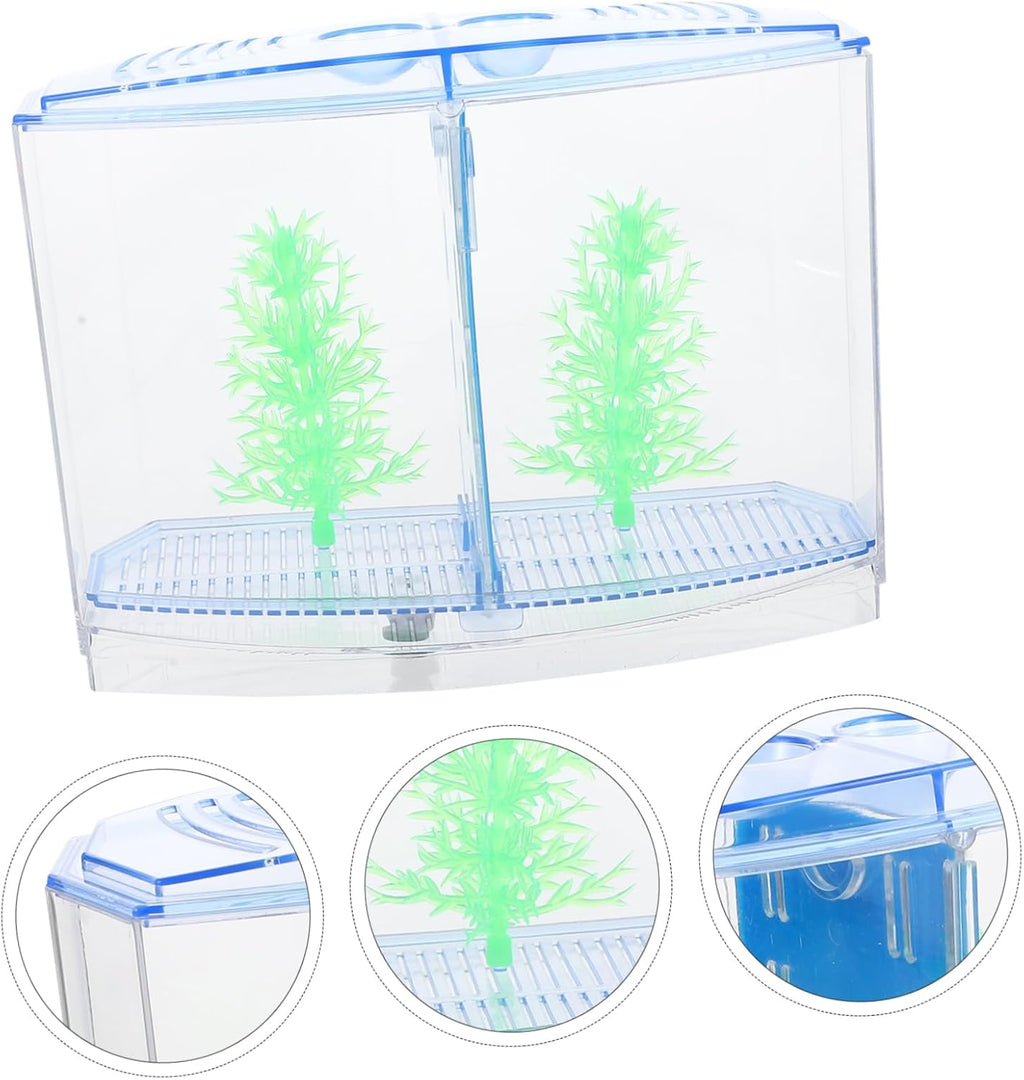 Acrylic Fish Tank Breeding Box for Small Fish with Transparent Dual Compartments Desktop Aquarium Nursery for Goldfish Shrimp and Fry Practical Accessory