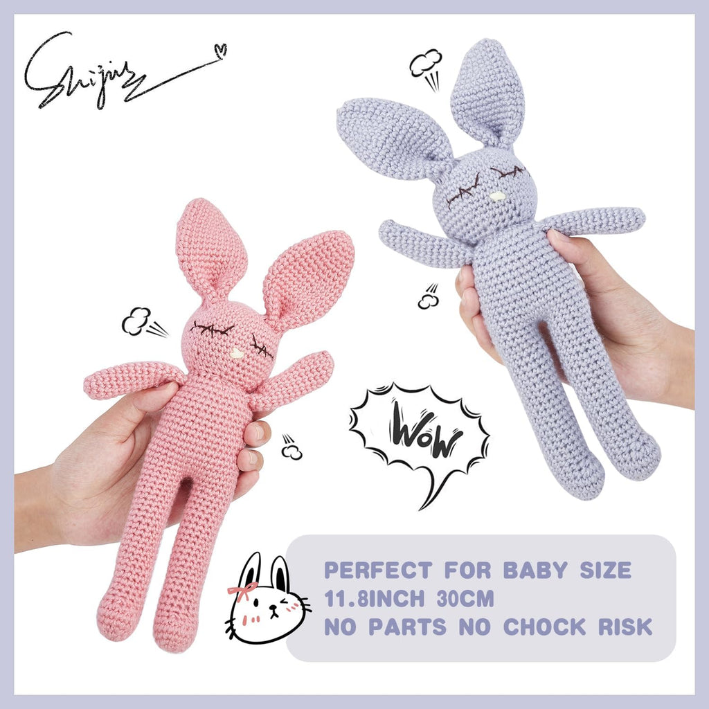 Moni's Choice Stuffed Plush Baby Crochet Bunny Rabbit Easter Gifts Handmade Stuffed Animal Hand-Knit Doll Granddaughter Grandson Lovey Sleep Toy Newborn (Pink)