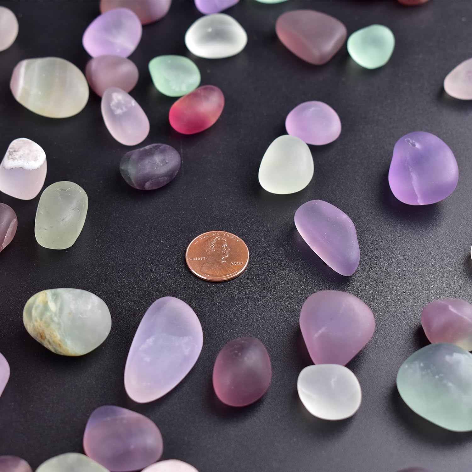 Tumbled Stone Set Fluorite Crystals, Handpicked Tumbled Gemstones Rocks, Pebbles for Reiki, Chakra, Healing, Home Decor 0.6" Inches 7 Ounces