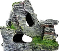 Artificial Moss Rock Aquarium Stone Cave – Resin Fish Tank Decor for Hiding and Landscaping, Small Mountain Terrain Ornament, Natural-Looking Habitat for Fish, Shrimp, and Reptiles, Decoration