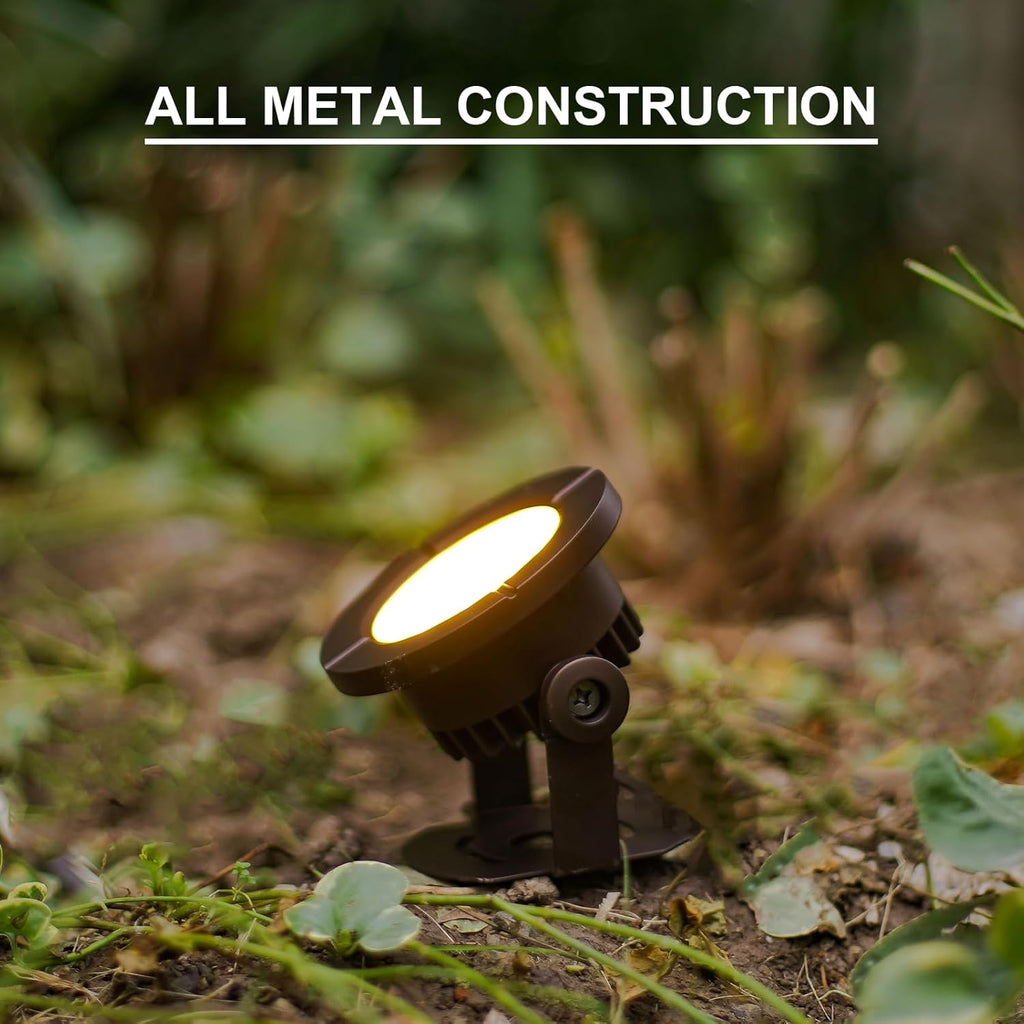 GOODSMANN Pond Lights Low Voltage Outdoor Landscape Spotlight LED Underwater Submersible Lights 2PK 6W 580 lumens 3000K IP68 with 14.8FT Cable and Connector Aluminum Housing Bronze Finish