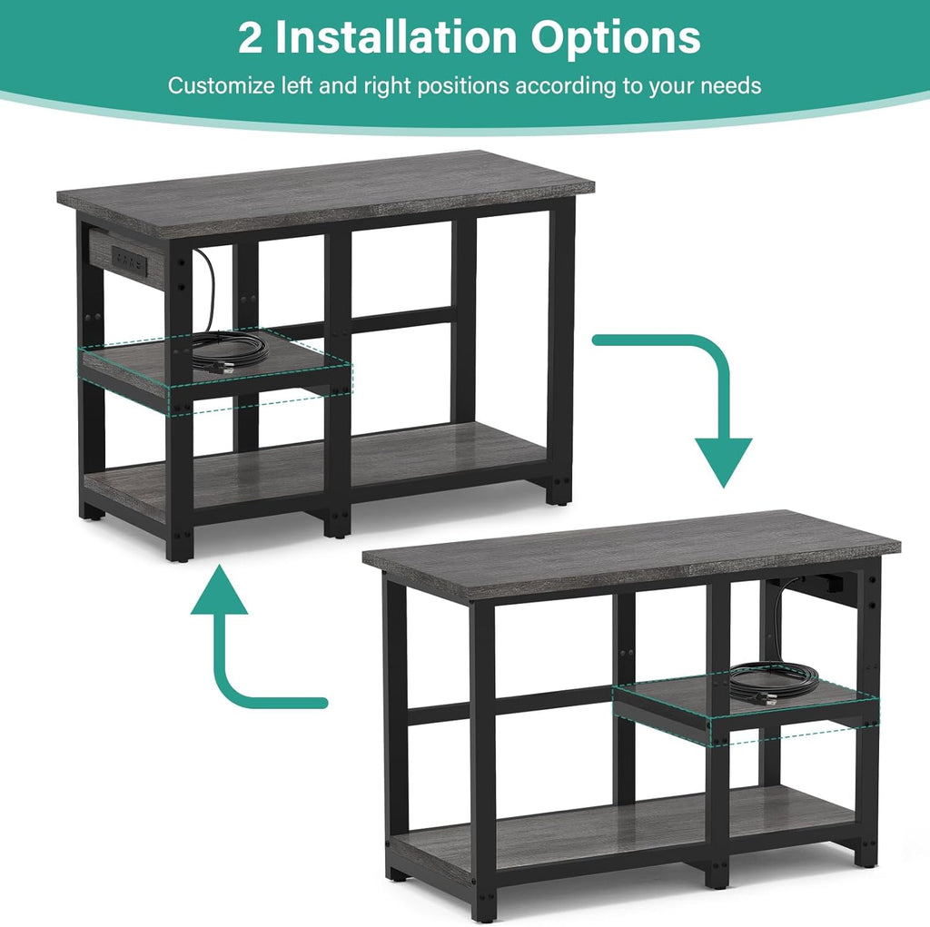AQQA 40-50 Gallon Fish Tank Stand with 5 in 1 Power Outlets, 36x18 Inch Heavy Duty Metal Frame Aquarium Stand, Adjustable Storage Shelves, 720LBS Capacity Terrarium Stand, 3 Tiers Reptile Tank Stand