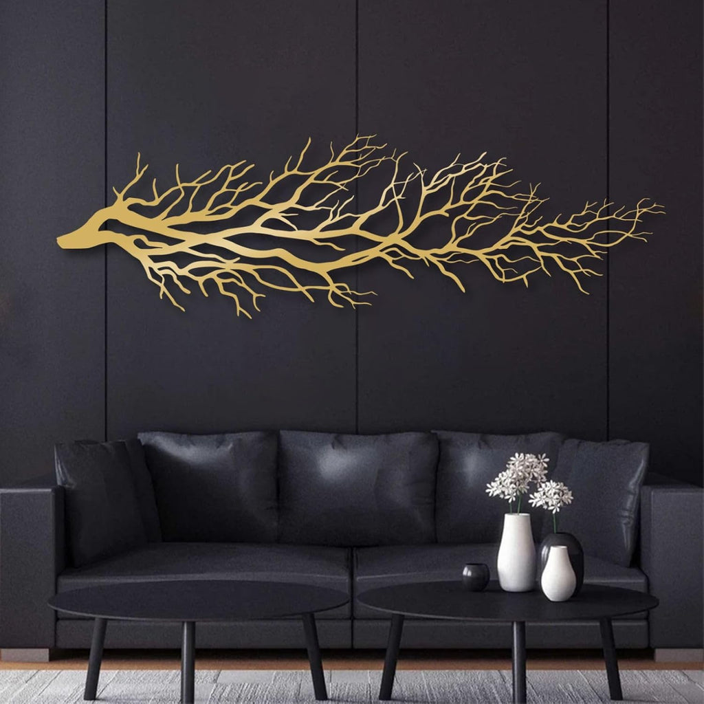 Tree Wall Art, Tree Branch Wall Decor, Metal Tree Branch Wall Art, Tree Branch Wall Hanging, Minimalist Branch Wall Decor, Metal Tree Wall decor, Tree of Life for Bedroom Living Room (Black, 19 x 6 in | 47 x 14cm)