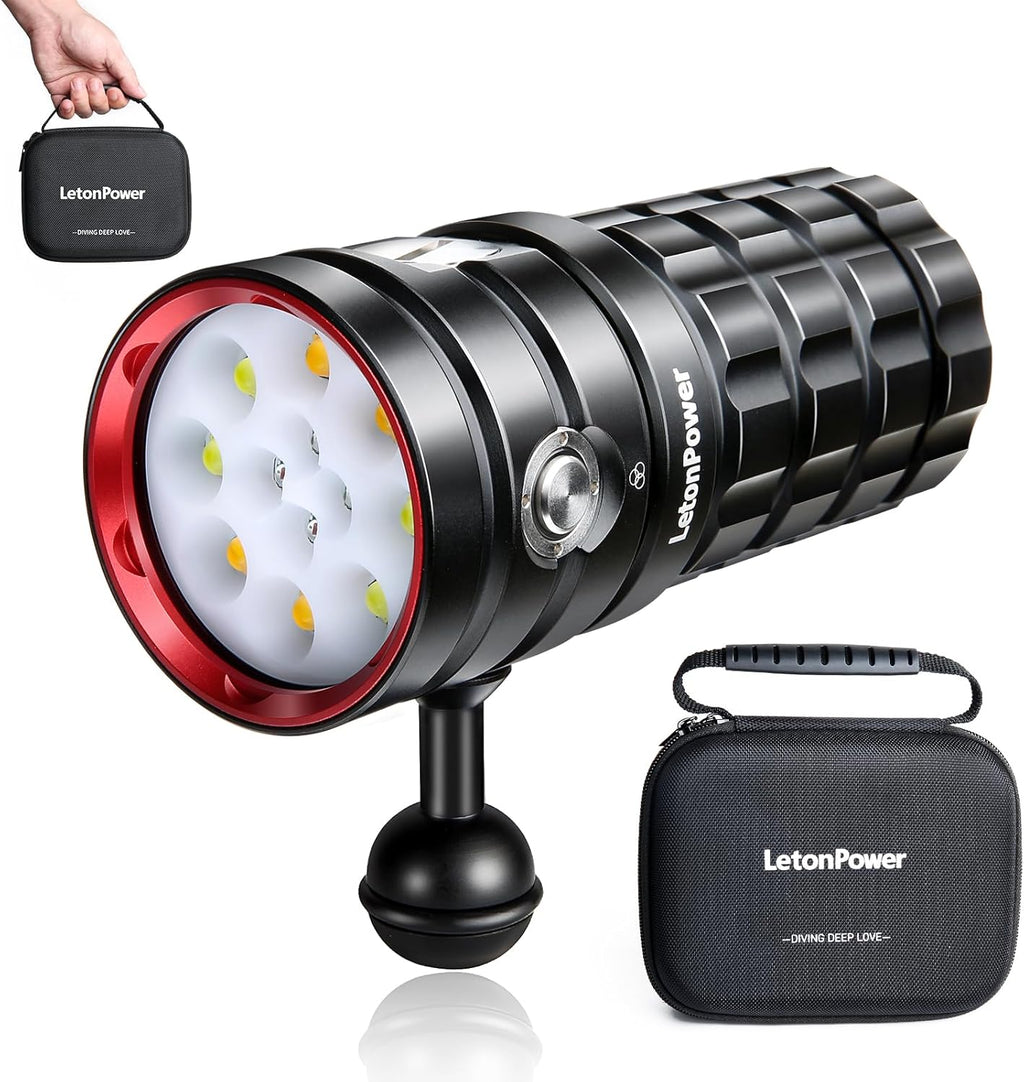 Turbo S Pro Dive Light, 13000Lumens 100m Underwater Video Light,Diving Flashlight,Waterproof Flashlight with Type-C Charging for Professional Under Water Sports