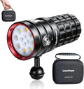 Turbo S Pro Dive Light, 13000Lumens 100m Underwater Video Light,Diving Flashlight,Waterproof Flashlight with Type-C Charging for Professional Under Water Sports