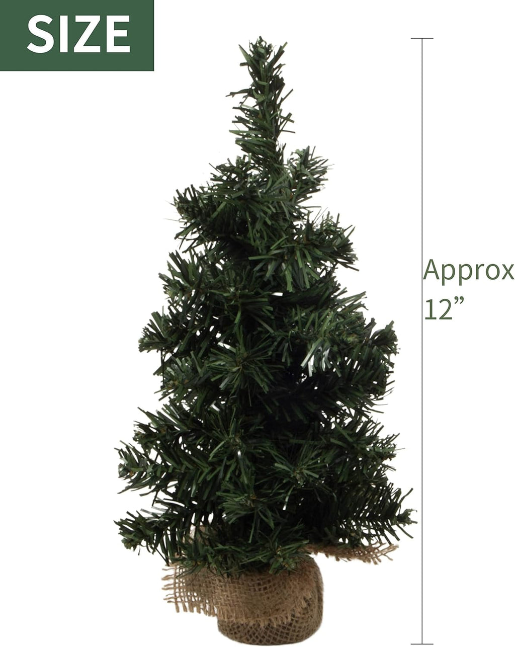 2Pack Mini Christmas Tree Table Top Decorations- Artificial Small Pine Trees with Burlap Base on Desktop, Shelves, Bedroom, Miniature Scenes Xmas for Home, Office, Party Decor