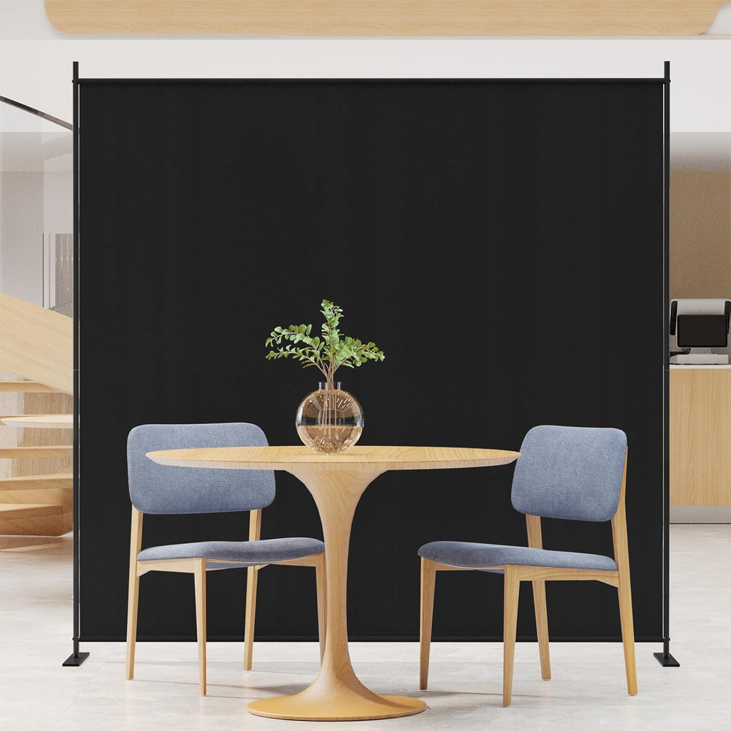 C-Hopetree 1 Panel Room Divider, 6 Ft Tall Indoor Folding Privacy Screen, Portable Partition Separator, Freestanding Separation Temporary Wall for Office, Bedroom, 71" W X 71" H, Black