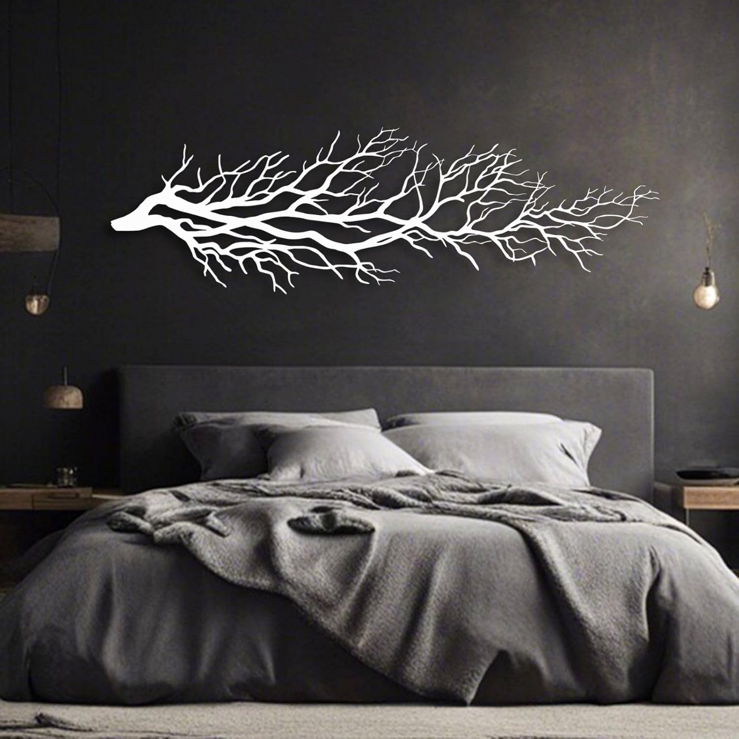 Tree Wall Art, Tree Branch Wall Decor, Metal Tree Branch Wall Art, Tree Branch Wall Hanging, Minimalist Branch Wall Decor, Metal Tree Wall decor, Tree of Life for Bedroom Living Room (White, 35 x 11 in | 90 x 27cm)