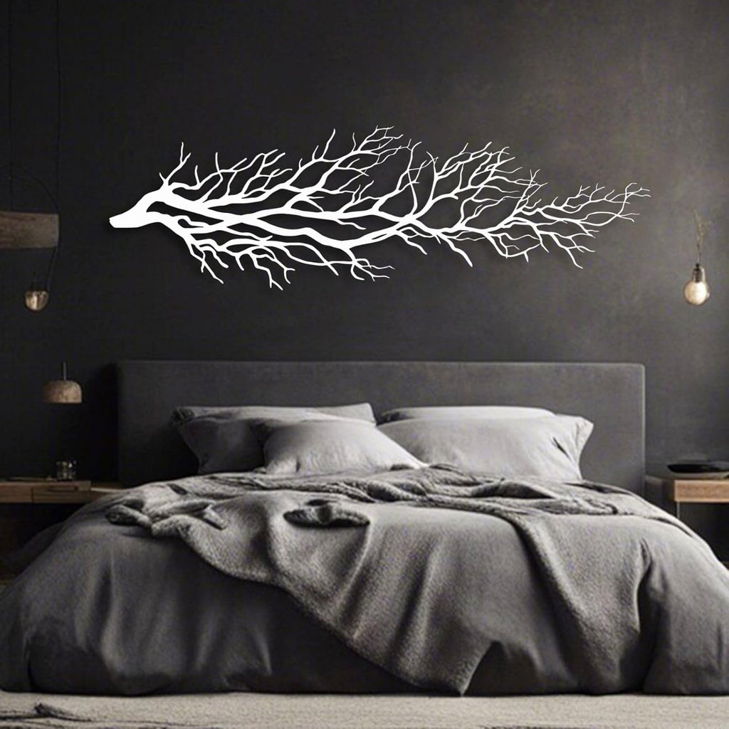 Tree Wall Art, Tree Branch Wall Decor, Metal Tree Branch Wall Art, Tree Branch Wall Hanging, Minimalist Branch Wall Decor, Metal Tree Wall decor, Tree of Life for Bedroom Living Room (White, 48 x 15 in | 121 x 37cm)