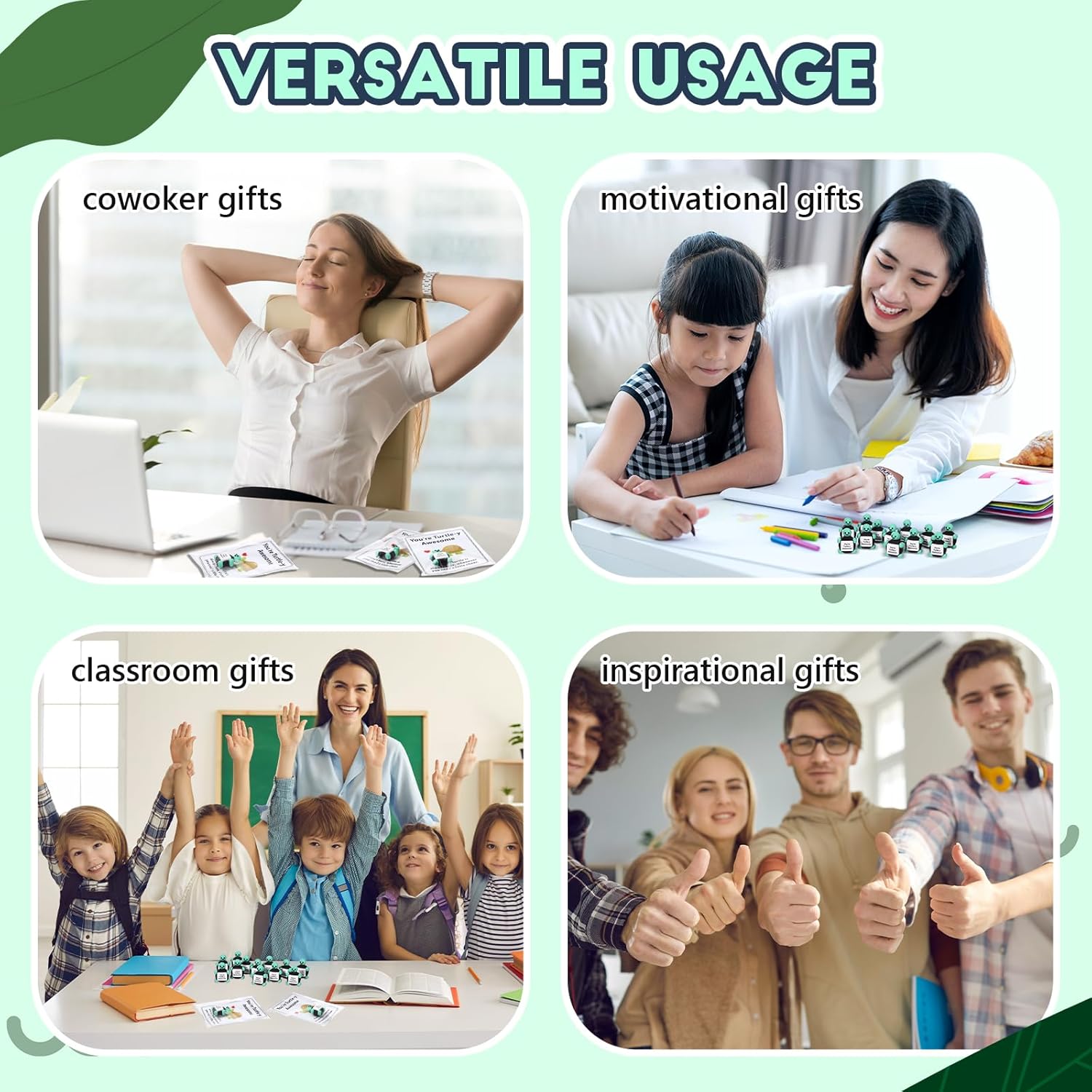 Gejoy 75 Pcs Inspirational Turtle Gifts Bulk Include 25 Mini Rubber Turtle 25 Motivational Card 25 Package Bag You're Turtley Awesome Positive Gifts for Employee Coworker Staff Teacher Team Friends