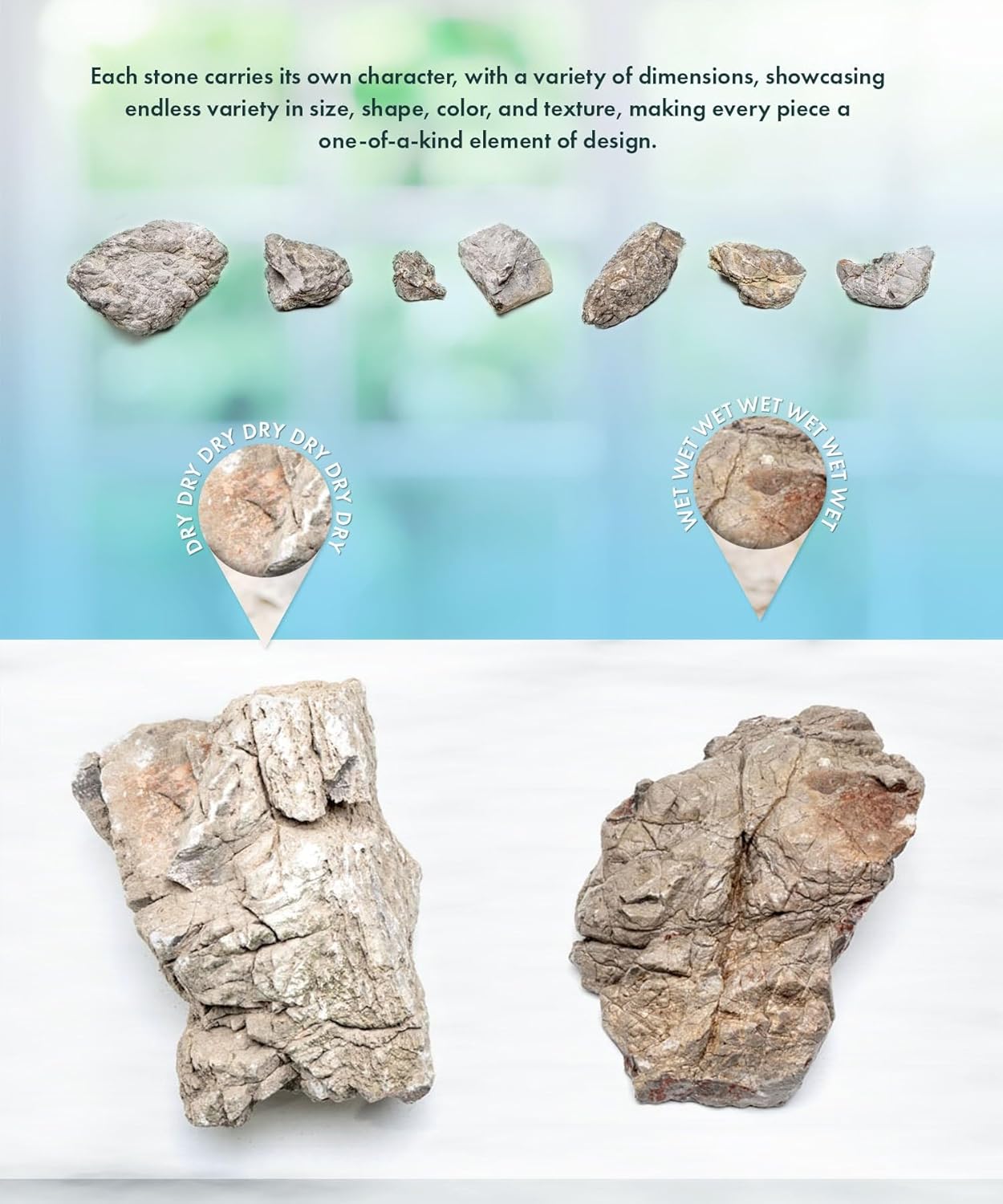 SubstrateSource Natural Aquarium Stones - Light Brown with Gray, Dimples & Craters, Decorative Aquascaping Rocks, Epiphytic Plants, Shrimp, Betta Fish Tank & Reptile Enclosure - Elephant Skin, 20 LB