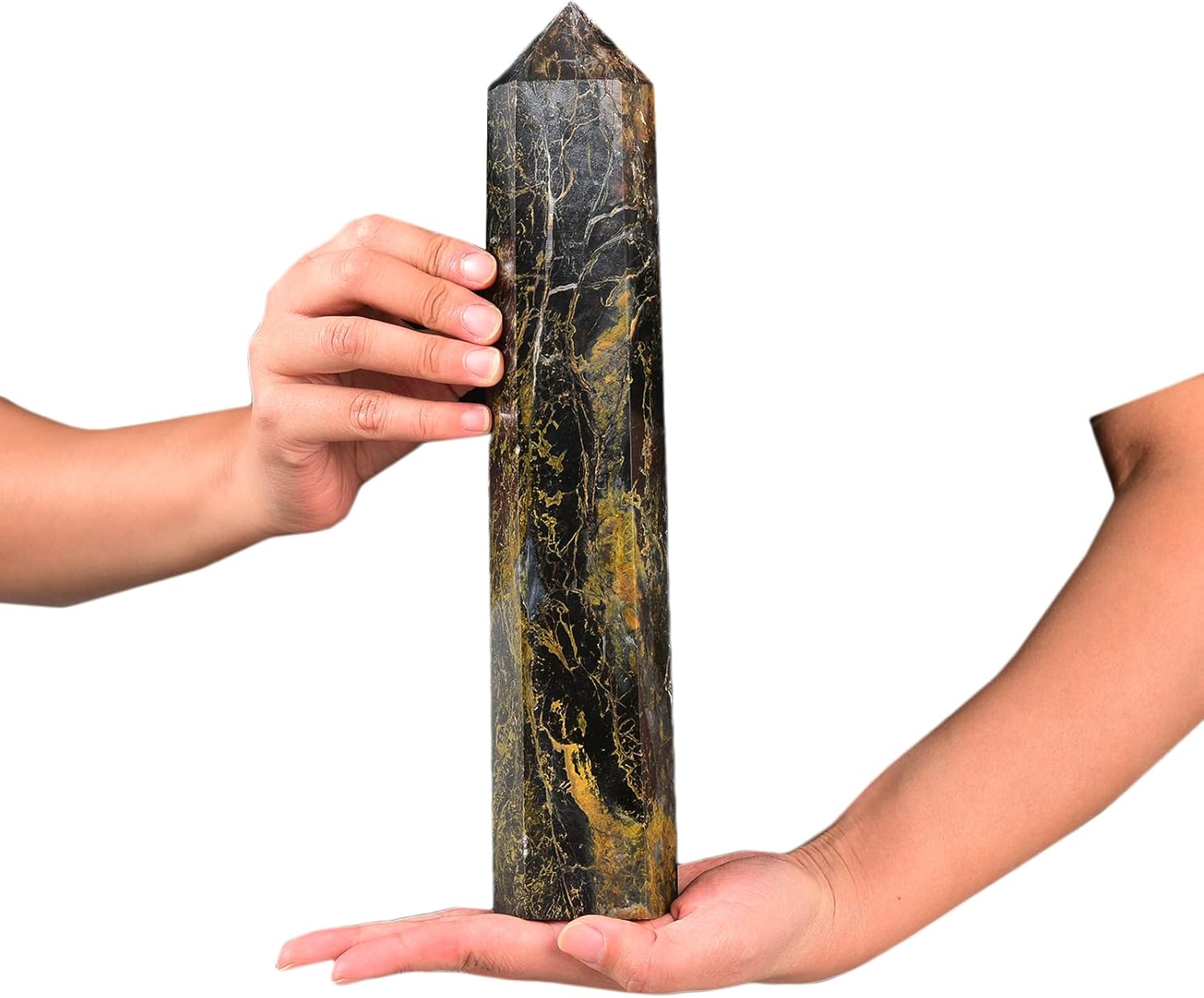 JIC Gem Extra Large Pietersite Quartz Crystals Obelisk Tower Points Natural 6 Faceted Pietersite Healing Crystal Wand Home Decor Reiki Chakra Meditation 3.0-3.5 Lbs