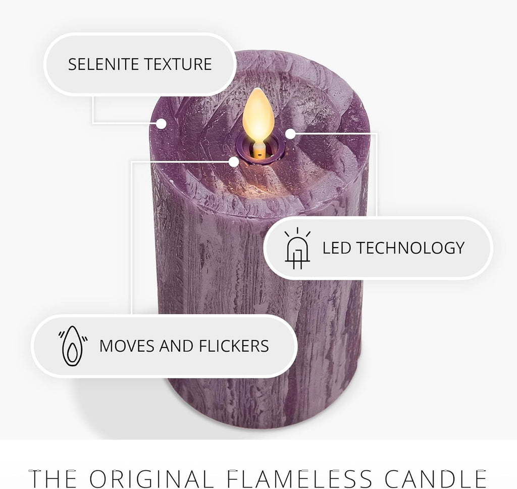 Luminara Realistic Flameless LED Candle Multi-Color Set of 3, Battery Operated with Remote Control, Moving Flame Pillar Timer Funtion Melted Top Safe