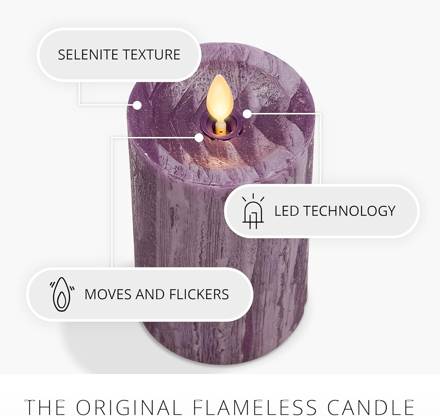 Luminara Realistic Flameless LED Candle Multi-Color Set of 3, Battery Operated with Remote Control, Moving Flame Pillar Timer Funtion Melted Top Safe