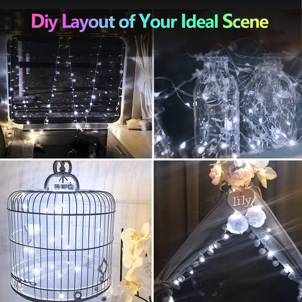 6 Pack 60LED Christmas Battery Operated Fairy Lights with Remote, 8 Modes String Lights with Timer, Dimmable, Memory Function, Waterproof Twinkle Lights for Outdoor Indoor Christmas Decor(Cool White)