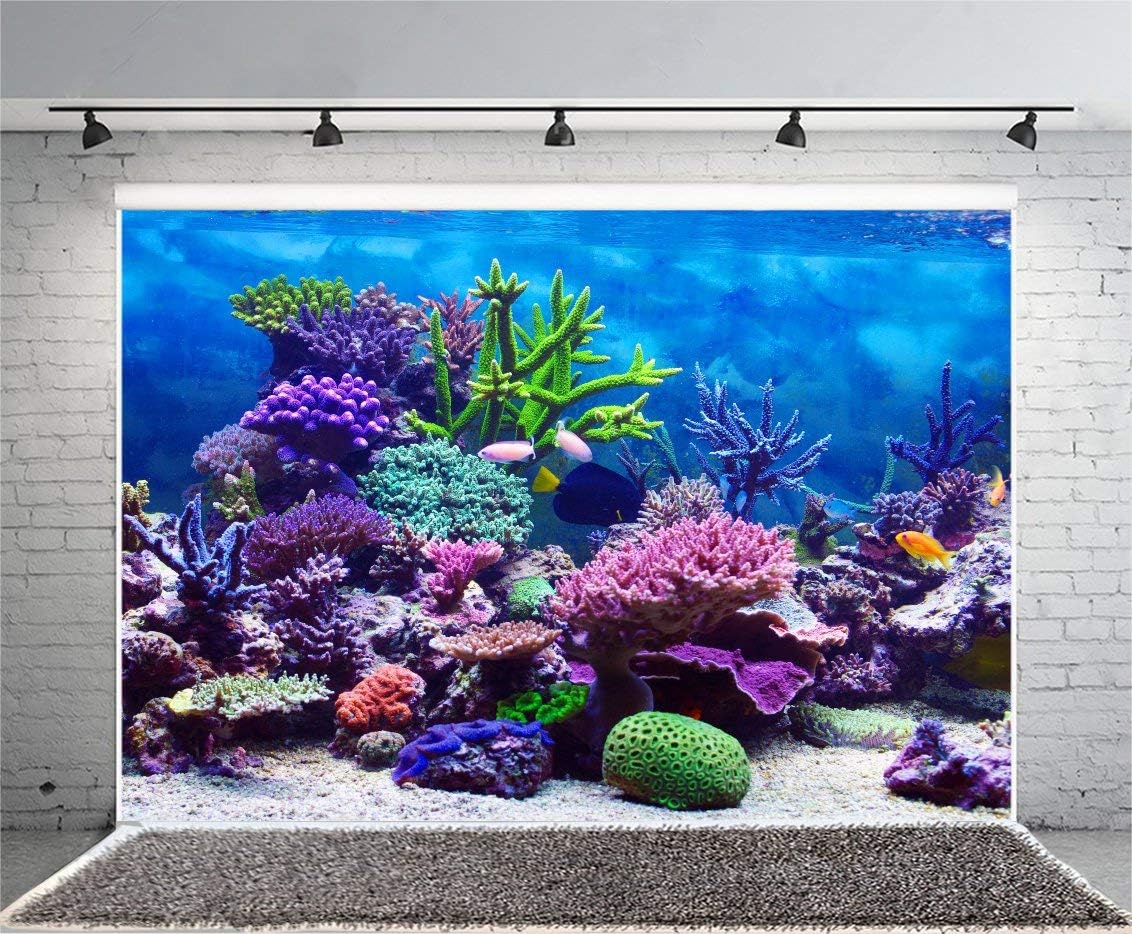 AOFOTO 10x6.5ft Under The Sea Backdrop Underwater Seascape Coral and Fish Aquarium Photography Background Marin Ocean Diving Atoll Reef Summer Kids Birthday Artistic Portrait Photoshoot Studio Props
