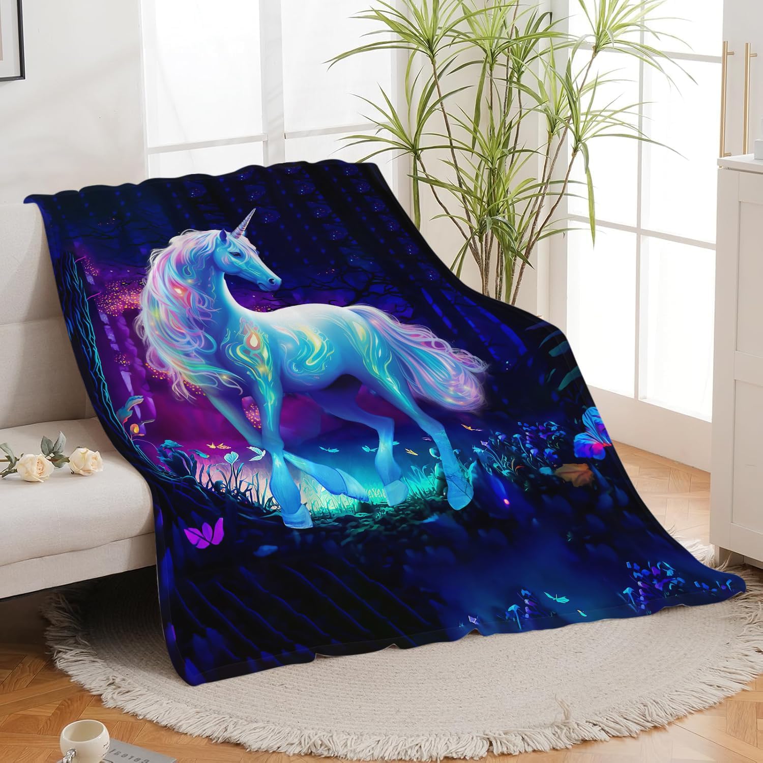 Unicorn Blanket Unicorn Throw Blanket Gifts for Girls Women Kids Adults Super Soft Cozy Plush Fluffy Fuzzy Fleece Blanket Home Decor 40''X50''