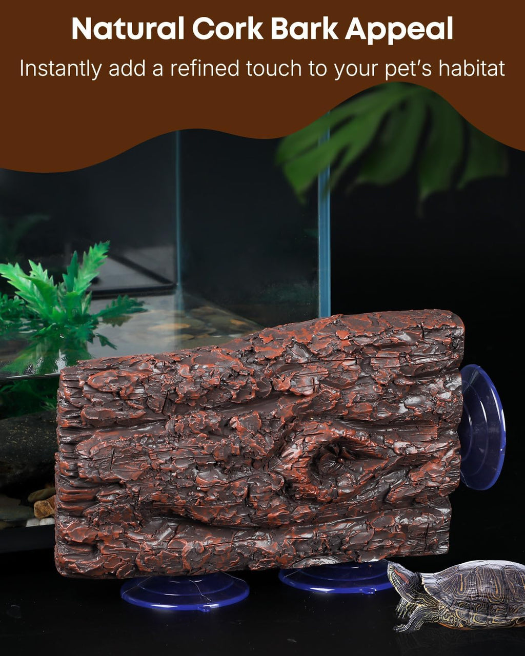 Pawfly Turtle Basking Platform — Resin Dock with 3 Suction Cups for Aquatic Turtles, Frogs, Turtle Tank Accessory