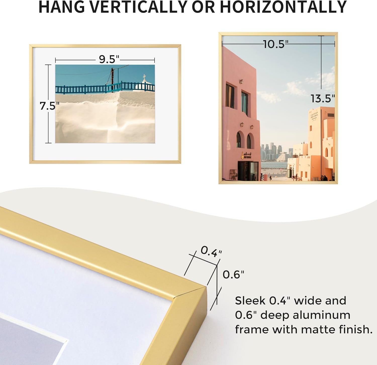 Fun Memories 11x14 Metal Picture Frame- 11x14 Aluminum Photo Frames with 8x10 Mat, High-Definition Plexiglass Front, and Hanging Hardware - Ideal for Wall or Tabletop Display (Gold, Pack of 1)