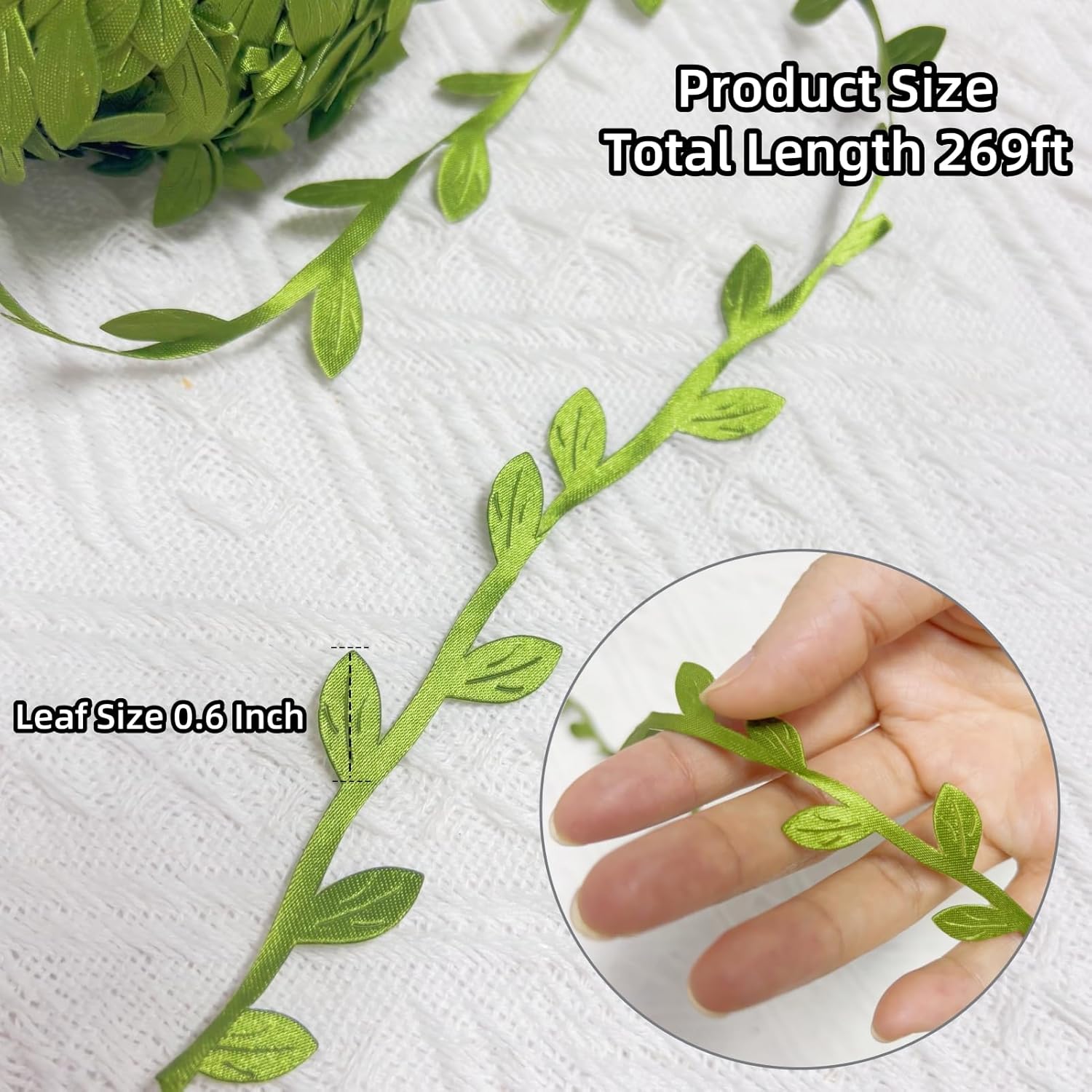 269ft Leaf Ribbon, Baby Shower Decorations Artificial Vines Leaf String Trim Ribbon for Decorative Jungle Wild Plant Green Home Wedding Party Balloon Garland Wreaths DIY Christmas Craft