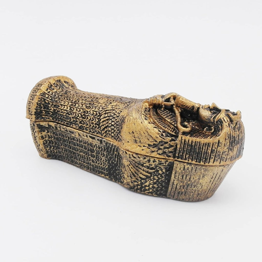 Aquarium Mummy Gold Coffin Decorations Egypt Fish Reptile Turtle Tank Décor Ornament Pet Bronze