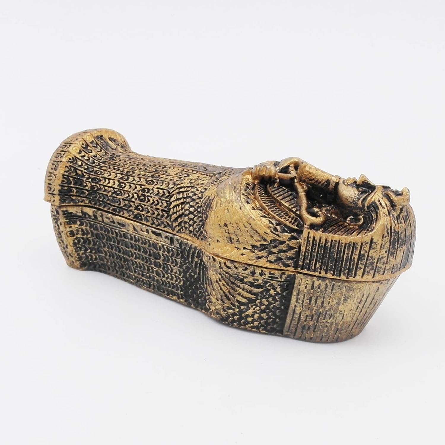 Aquarium Mummy Gold Coffin Decorations Egypt Fish Reptile Turtle Tank Décor Ornament Pet Bronze