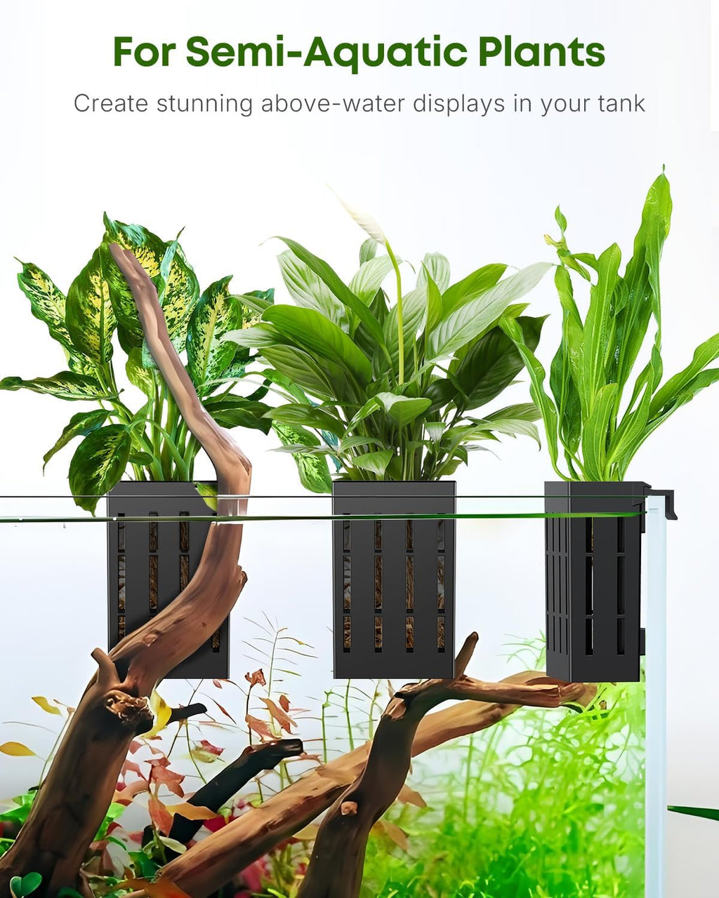 Pawfly 2 Pcs Aquarium Plant Holder for Fish Tanks, Hanging Plastic Aquarium Planter Cup for Aquaponic Plant Cultivation, Fish Tank Plant Pot for Aquascape Decoration