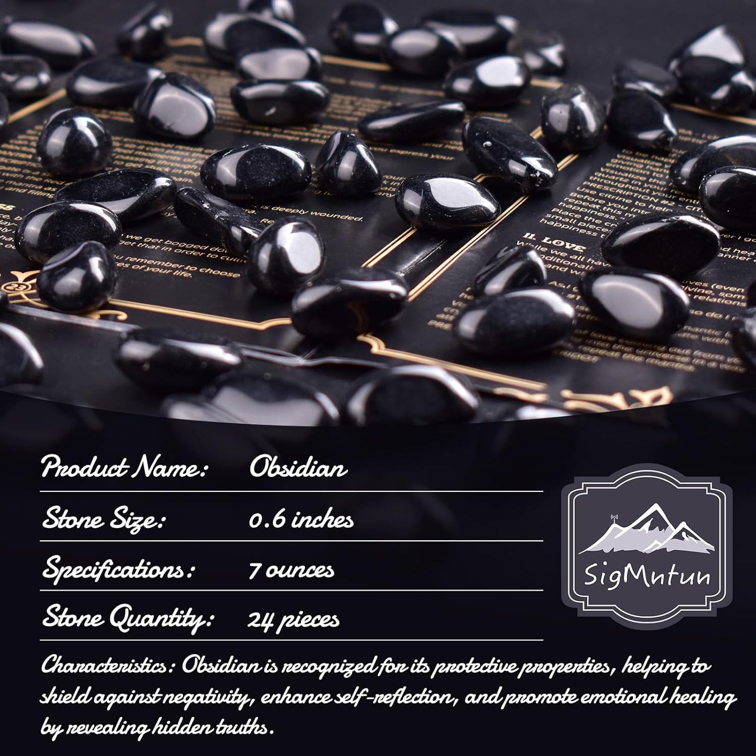 Obsidian Healing Crystal Stone Set - 24 Pieces, 0.6" Natural & Polished Stones for Healing, Meditation, Reiki, Chakra, Crafting & Decoration