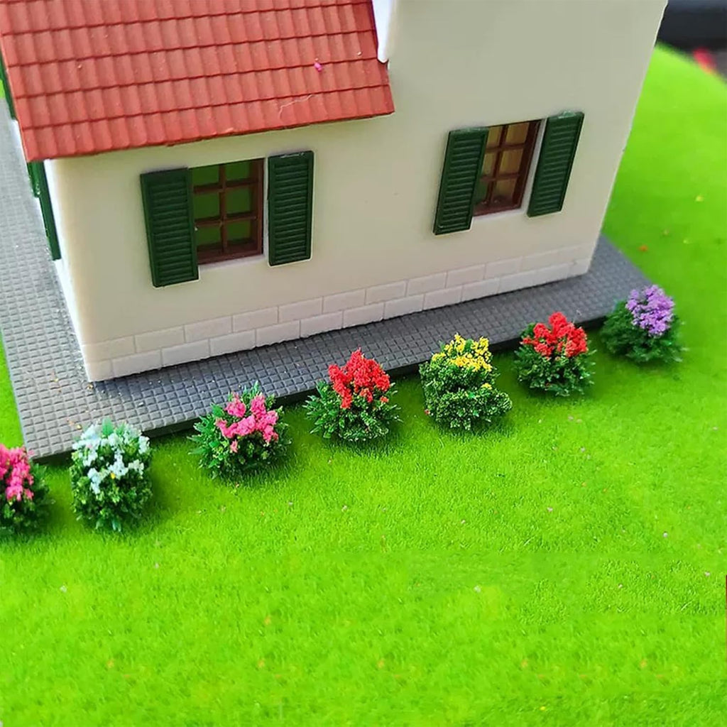 Woohome 12 PCS Flower Cluster Model, Static Grass Model Grass Tufts Set for DIY Miniature Train Landscape Terrain Railway Scenery Decorations