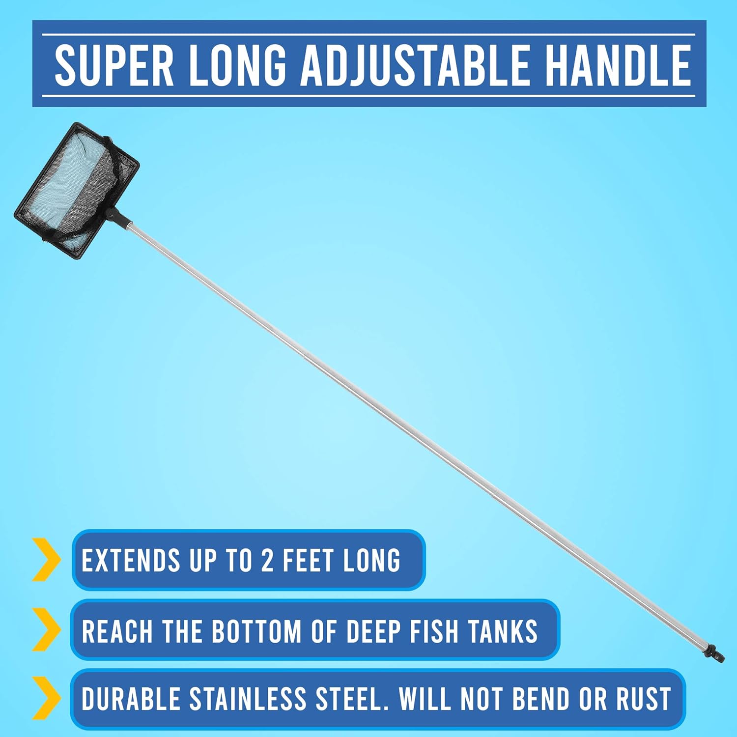 Long Handle Fine Net Fish Tank Net – Retractable 24 inches