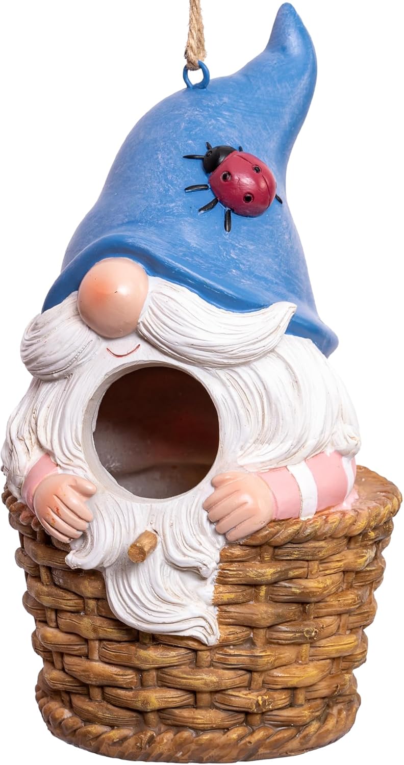 Topadorn Bird House Resin Decoratvie Birdhouse, Hanging Resin Garden Bird House Decoratvie Birdhouse, Blue